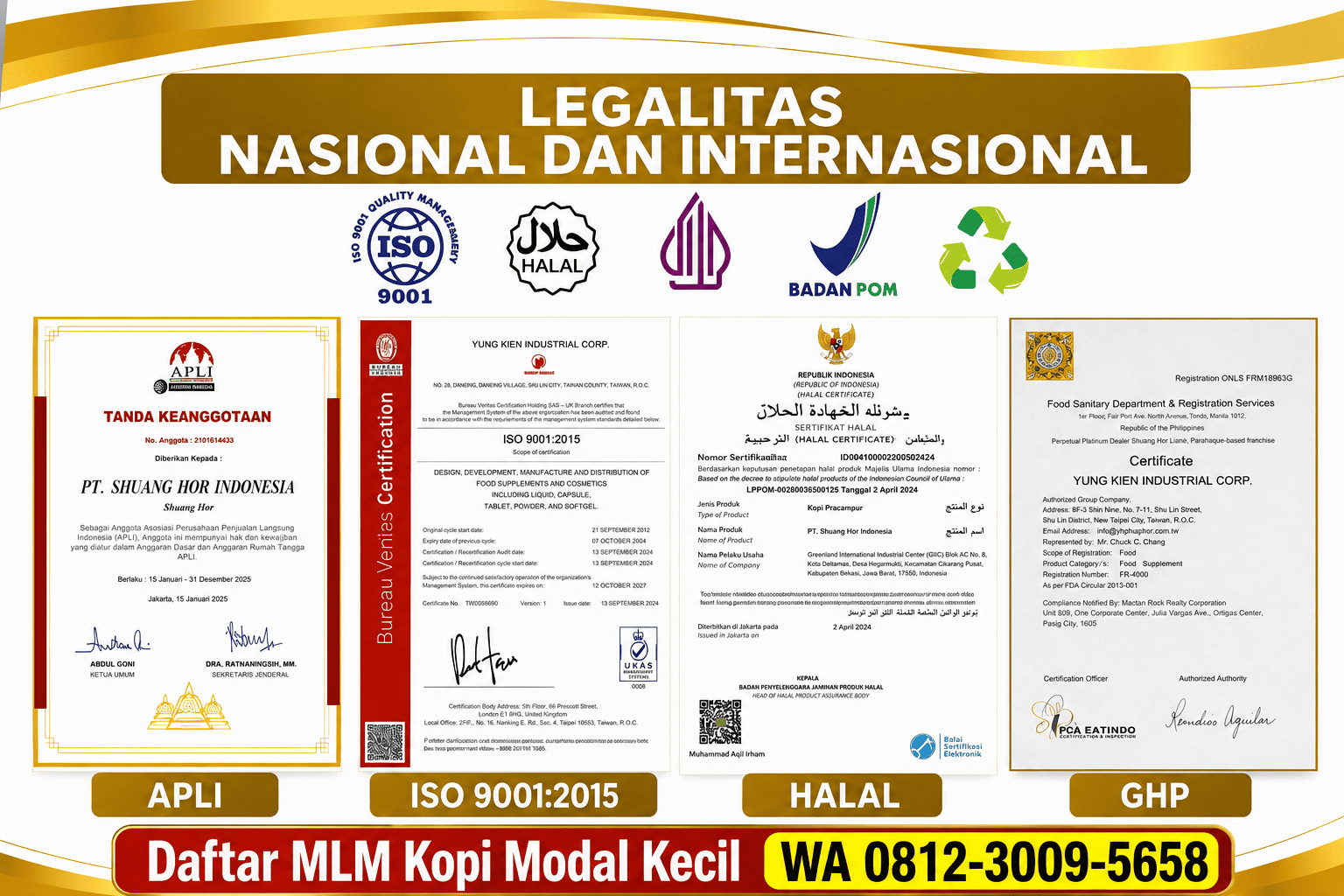 Daftar Bisnis MLM Kopi Ganoderma Lingzhi Modal Kecil Juwara Cafe - Legalitas